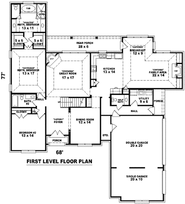 Floor Plan - Main Floor for Traditional House Plan #81-1211 - 4 bed, 3.5 bath