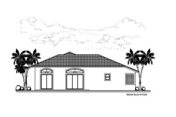 Exterior - Rear Elevation for Mediterranean House Plan #420-212 - 4 bed, 3 bath