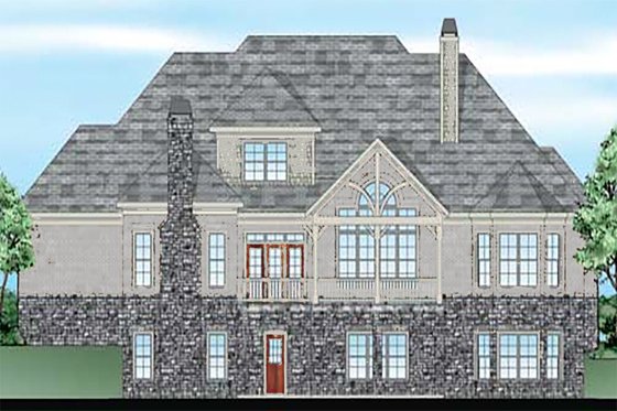 Exterior - Rear Elevation for European House Plan #927-31 - 4 bed, 4 bath