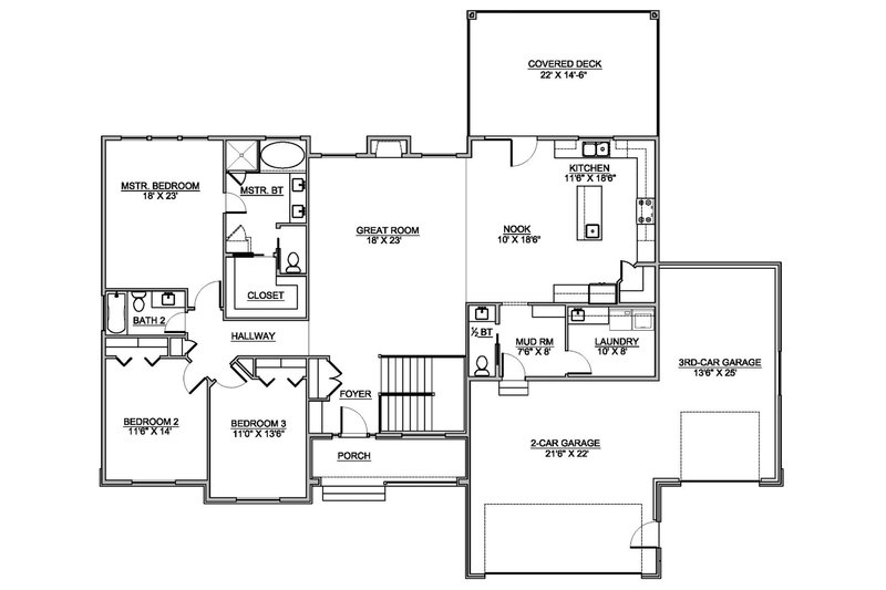 Traditional Style House Plan - 3 Beds 2.5 Baths 2403 Sq/Ft Plan #1073 ...