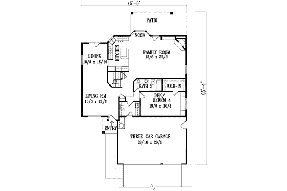 Floor Plan - Main Floor for Adobe / Southwestern House Plan #1-1087 - 4 bed, 3 bath