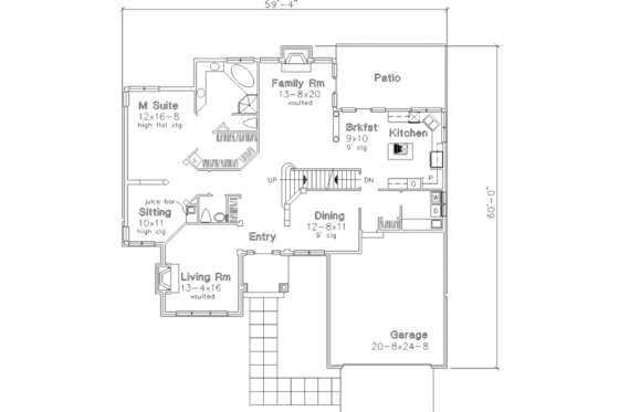 Floor Plan - Main Floor for Country House Plan #320-460 - 4 bed, 2.5 bath