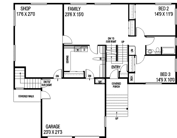 Dream House Plan - Traditional Floor Plan - Lower Floor Plan #60-589