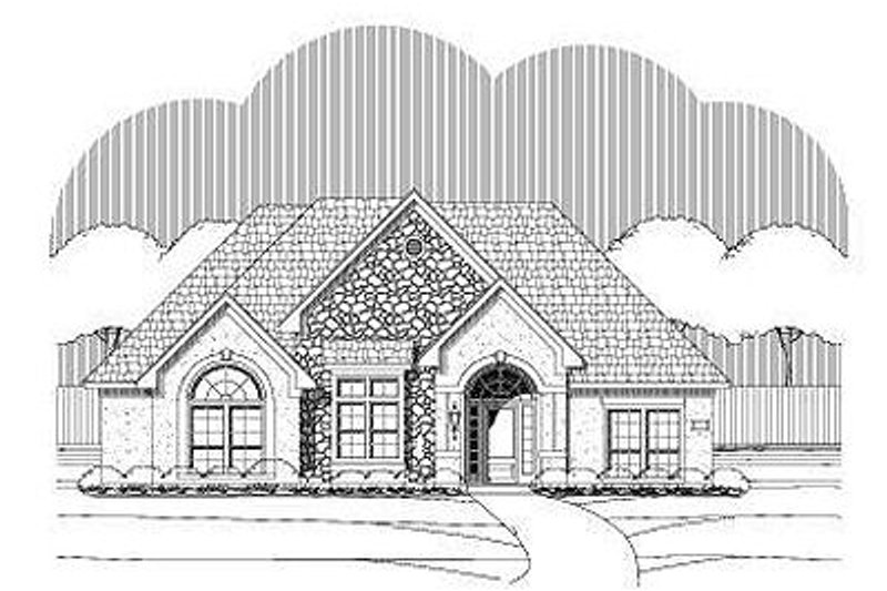 Exterior - Front Elevation 2 for European House Plan #411-722 - 4 bed, 3 bath