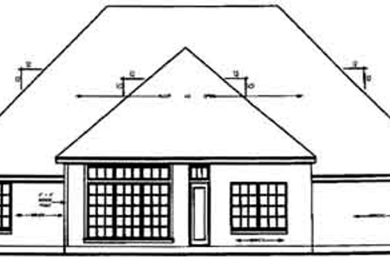 Exterior - Rear Elevation for European House Plan #42-199 - 3 bed, 2 bath