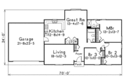 Ranch Style House Plan - 3 Beds 2 Baths 1416 Sq/Ft Plan #57-523 