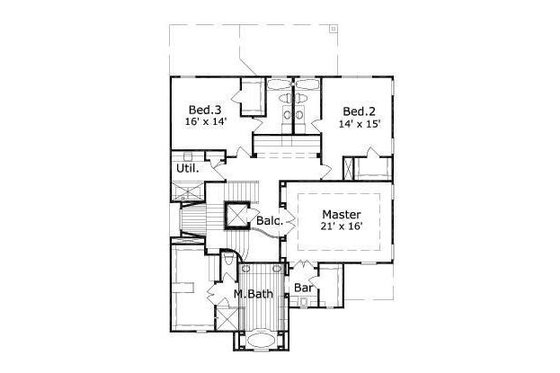 Floor Plan - Upper Floor for European House Plan #411-340 - 3 bed, 3.5 bath
