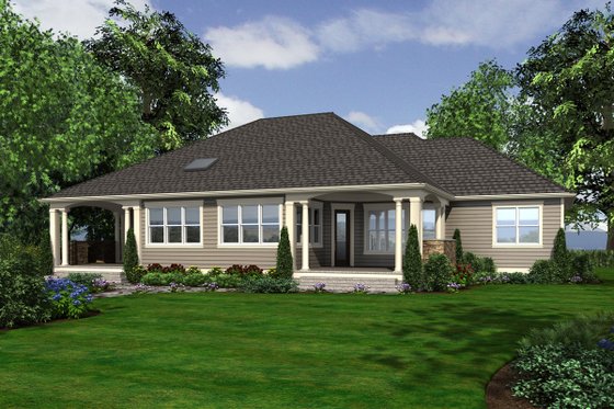 Exterior - Rear Elevation for Country House Plan #132-203 - 3 bed, 2.5 bath