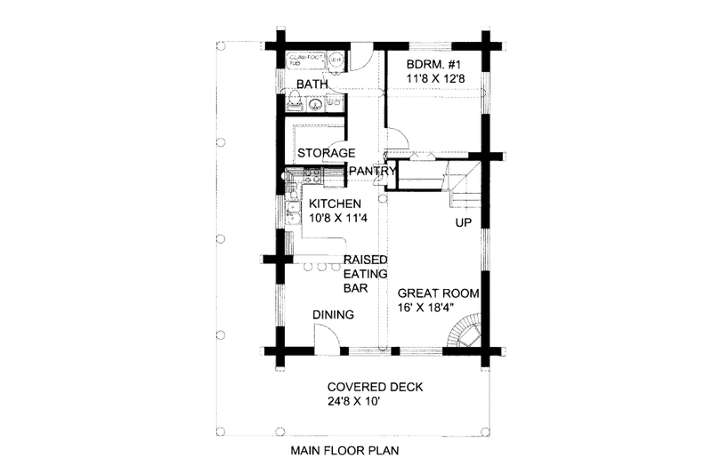 Home Plan - Floor Plan - Main Floor for Log House Plan #117-600 - 1 bed, 1 bath