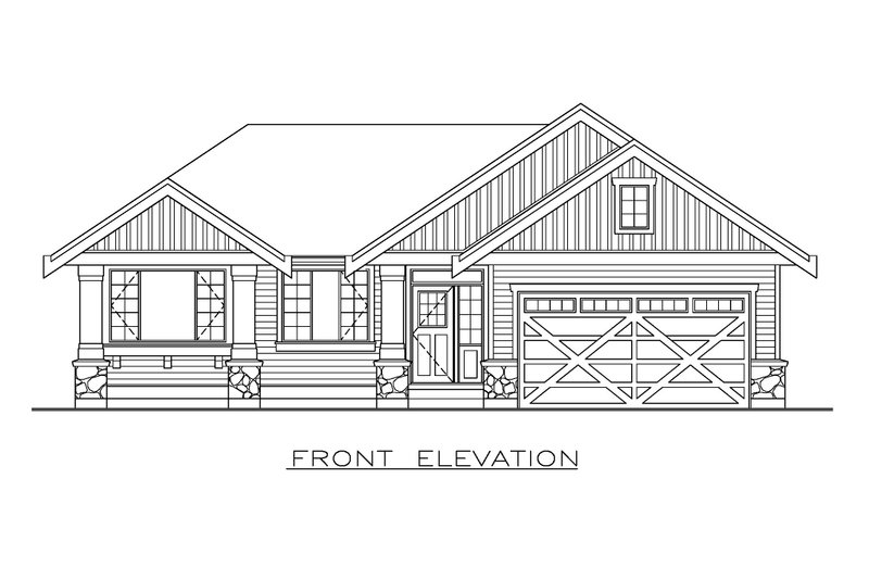 House Blueprint - Exterior - Front Elevation 3 for Craftsman House Plan #1100-122 - 3 bed, 2 bath