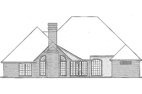 Exterior - Rear Elevation for European House Plan #310-847 - 4 bed, 3.5 bath