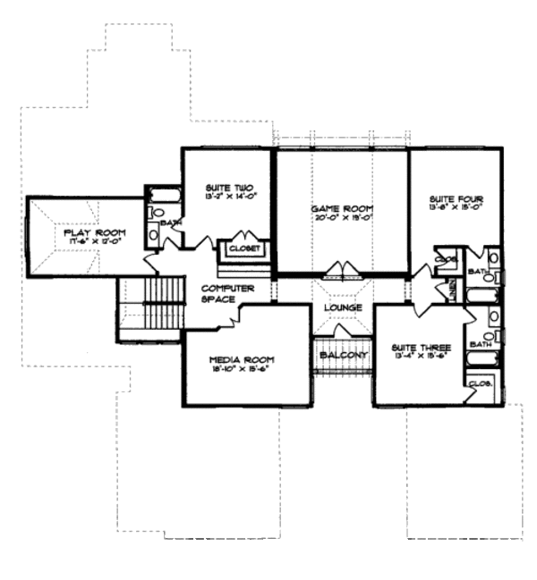 Craftsman Floor Plan - Upper Floor Plan #413-836
