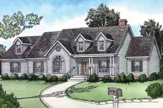 Exterior - Front Elevation for Country House Plan #16-249 - 3 bed, 2 bath