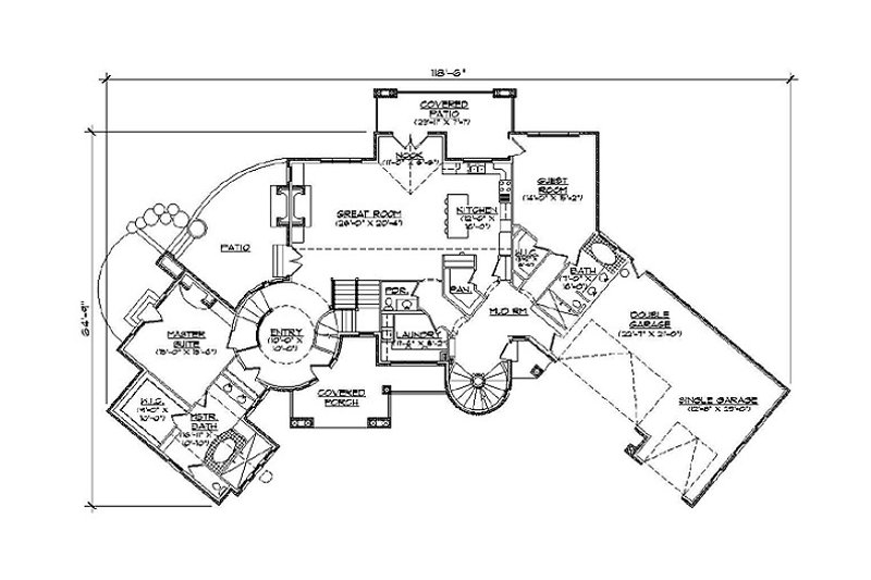 Dream House Plan - Floor Plan - Main Floor for Country House Plan #5-417 - 4 bed, 3.5 bath