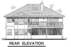 Exterior - Rear Elevation for European House Plan #18-228 - 4 bed, 2 bath