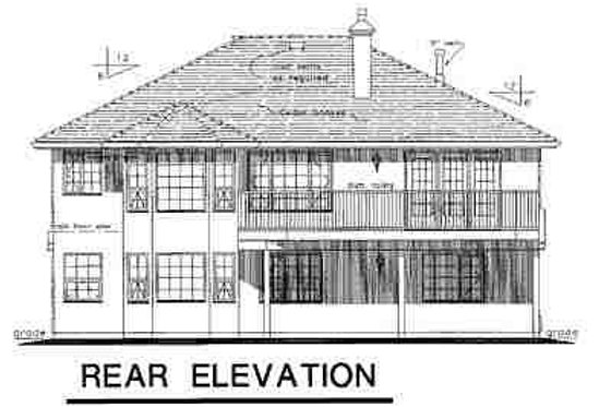 Exterior - Rear Elevation for European House Plan #18-228 - 4 bed, 2 bath