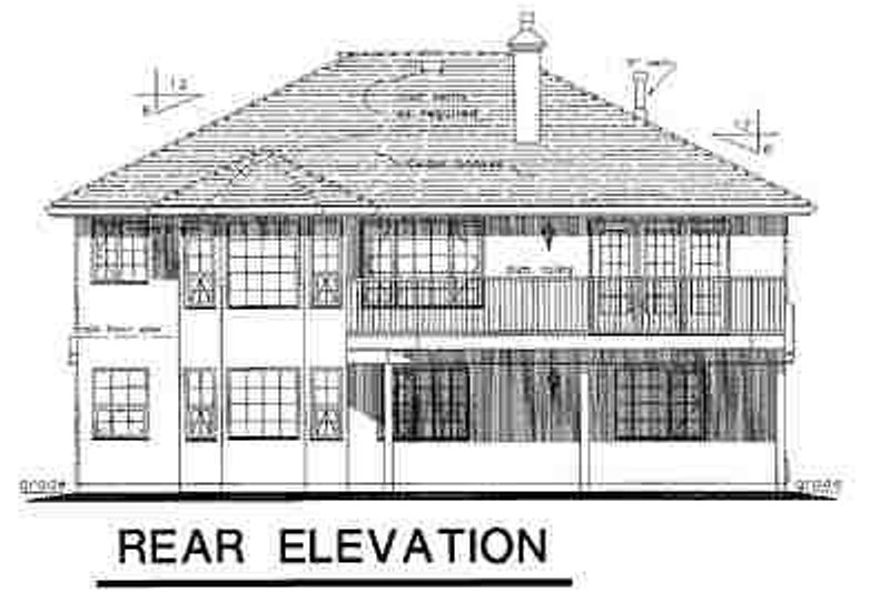 House Blueprint - Exterior - Rear Elevation for European House Plan #18-228 - 4 bed, 2 bath