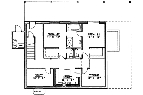Floor Plan - Lower Floor for Log House Plan #117-405 - 2 bed, 3 bath