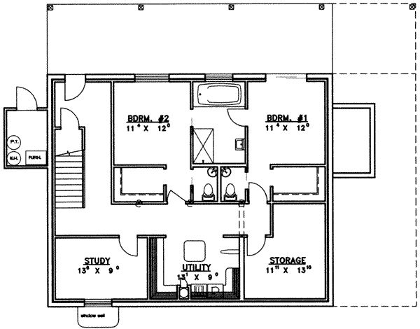 Log Floor Plan - Lower Floor Plan #117-405