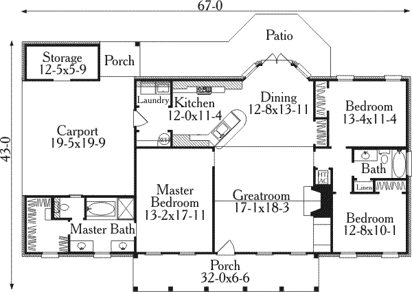 House Design - Ranch Floor Plan - Main Floor Plan #406-232