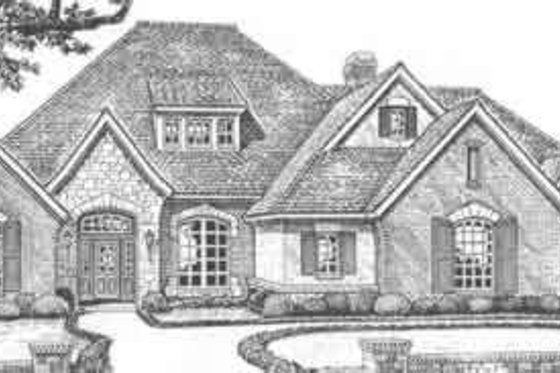 Exterior - Front Elevation for European House Plan #310-515 - 4 bed, 4.5 bath