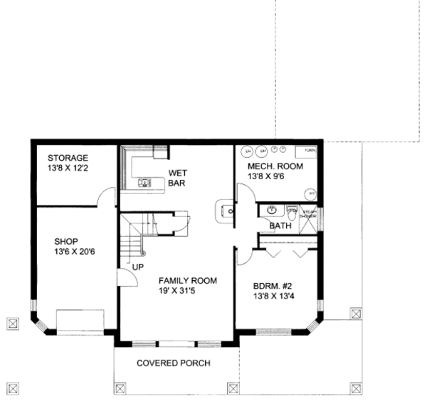 Architectural House Design - Bungalow Floor Plan - Lower Floor Plan #117-747