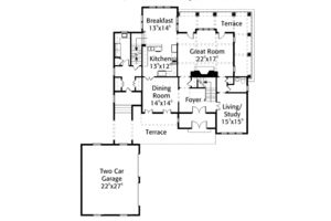 Floor Plan - Main Floor for Mediterranean House Plan #429-36 - 3 bed, 3.5 bath