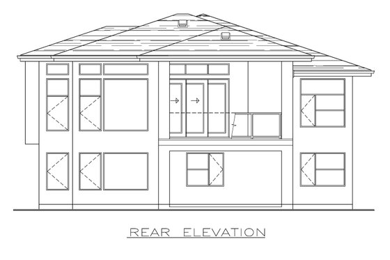 Exterior - Rear Elevation for Prairie House Plan #1100-11 - 2 bed, 2 bath