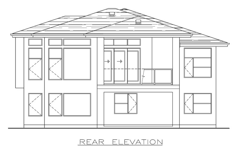 Dream House Plan - Exterior - Rear Elevation for Prairie House Plan #1100-11 - 2 bed, 2 bath