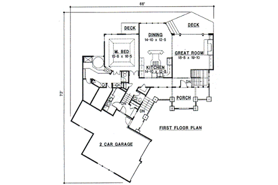 Floor Plan - Main Floor for Traditional House Plan #67-231 - 3 bed, 4 bath