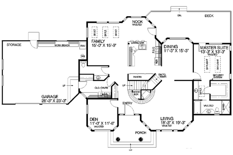 Home Plan - Floor Plan - Main Floor for Traditional House Plan #60-195 - 4 bed, 2.5 bath