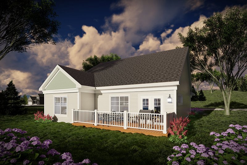 Architectural House Design - Exterior - Rear Elevation for Ranch House Plan #70-1515 - 2 bed, 2 bath