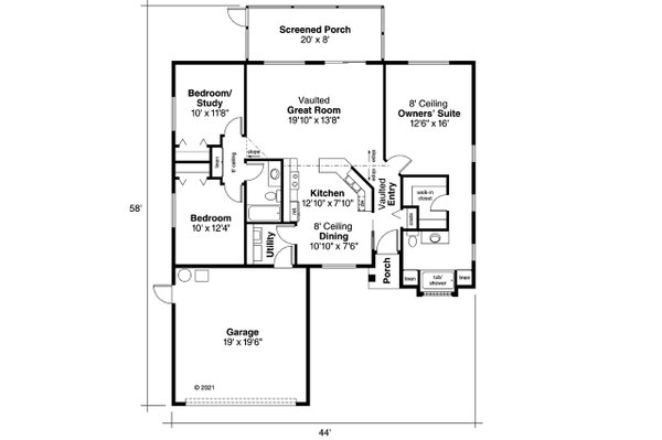 Architectural House Design - Mediterranean Floor Plan - Main Floor Plan #124-433
