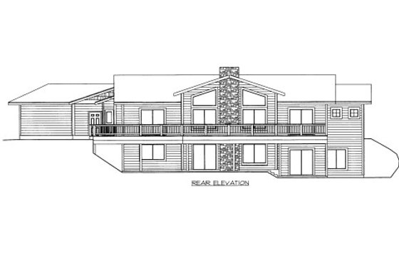 Exterior - Rear Elevation for Bungalow House Plan #117-741 - 3 bed, 3.5 bath