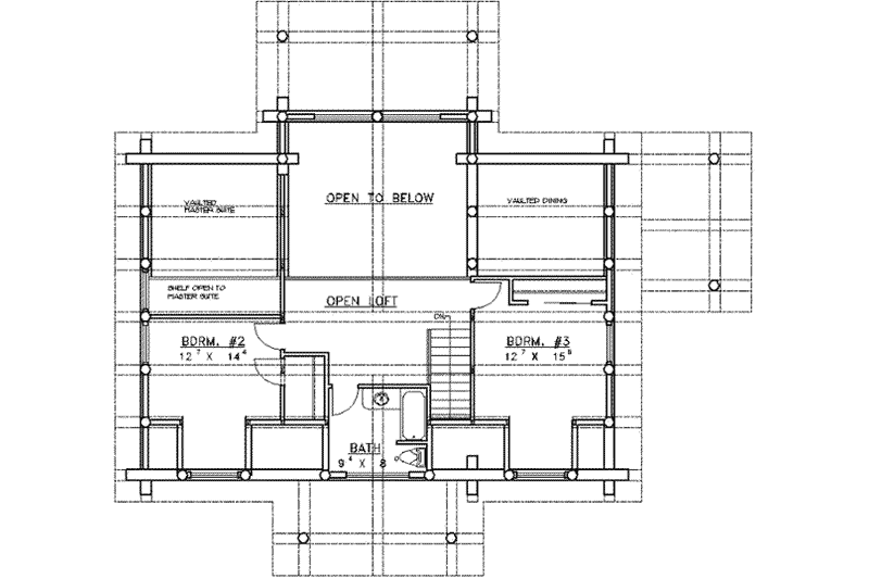 Home Plan - Floor Plan - Upper Floor for Log House Plan #117-120 - 3 bed, 3 bath