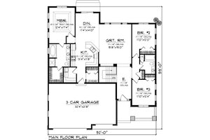 Floor Plan - Main Floor for Traditional House Plan #70-1081 - 3 bed, 2 bath