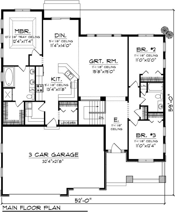 Traditional Style House Plan 3 Beds 2 Baths 1867 Sq/Ft