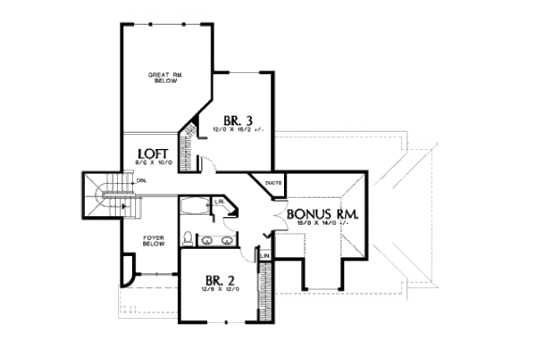 House Plan Design - Traditional Floor Plan - Upper Floor Plan #48-326
