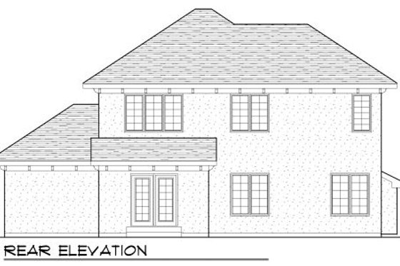 Exterior - Rear Elevation for European House Plan #70-974 - 3 bed, 2.5 bath