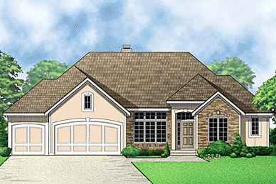 Exterior - Front Elevation for Traditional House Plan #67-329 - 4 bed, 4 bath