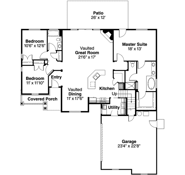 House Plan Design - Craftsman Floor Plan - Main Floor Plan #124-532