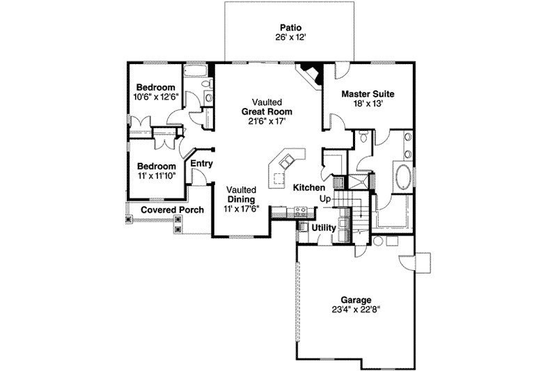 House Plan Design - Floor Plan - Main Floor for Craftsman House Plan #124-532 - 4 bed, 2.5 bath