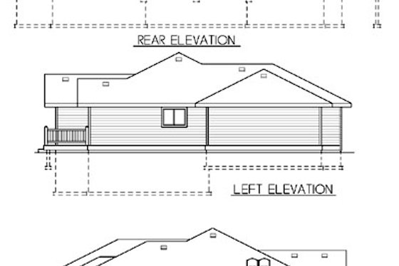 Exterior - Rear Elevation for Traditional House Plan #100-463 - 4 bed, 2 bath