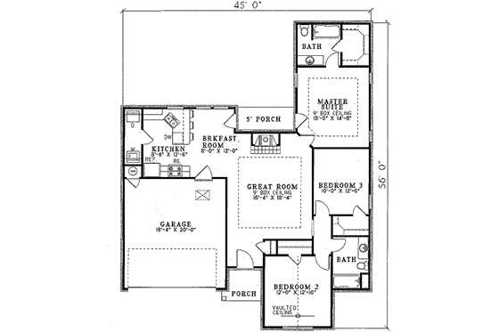 Floor Plan - Main Floor for Traditional House Plan #17-1090 - 3 bed, 2 bath