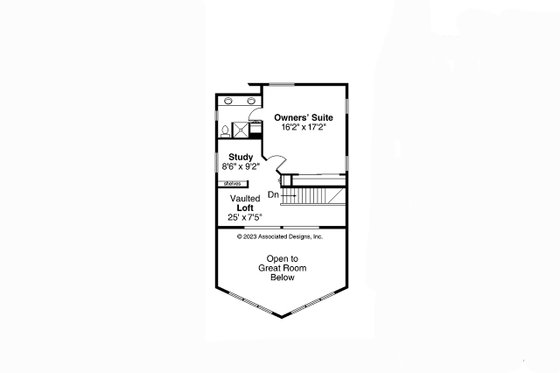 Floor Plan - Upper Floor for Cabin House Plan #124-456 - 3 bed, 2 bath