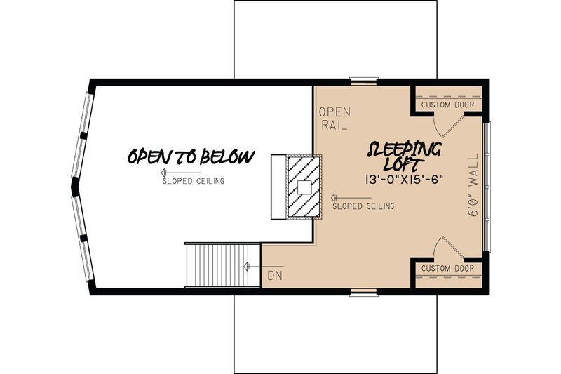 House Blueprint - Floor Plan - Upper Floor for Contemporary House Plan #17-3376 - 1 bed, 1 bath