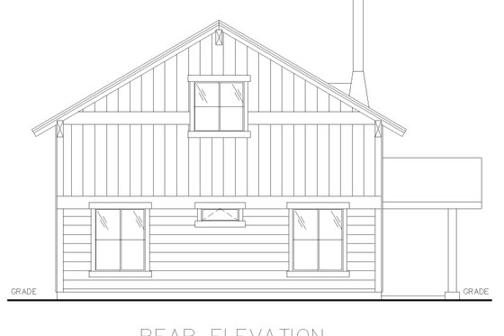 Exterior - Rear Elevation for Contemporary House Plan #117-915 - 2 bed, 1 bath