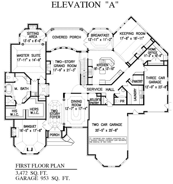 Home Plan - European Floor Plan - Main Floor Plan #54-439