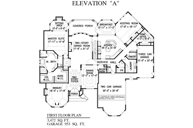 Home Plan - Floor Plan - Main Floor for European House Plan #54-439 - 4 bed, 4.5 bath