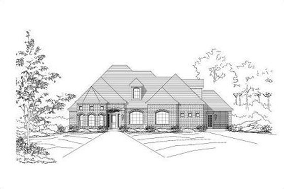 Exterior - Front Elevation for European House Plan #411-406 - 3 bed, 2.5 bath